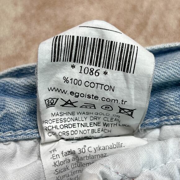 EGST Egoiste Design Low Rise Embroidered Distressed Jeans Light Wash Denim Euro - Picture 11 of 12